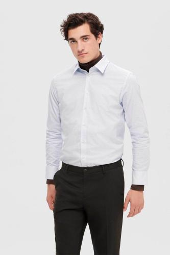 Selected ανδρικό πουκάμισο μονόχρωμο Slim Fit - 16090212 Λευκό XXL